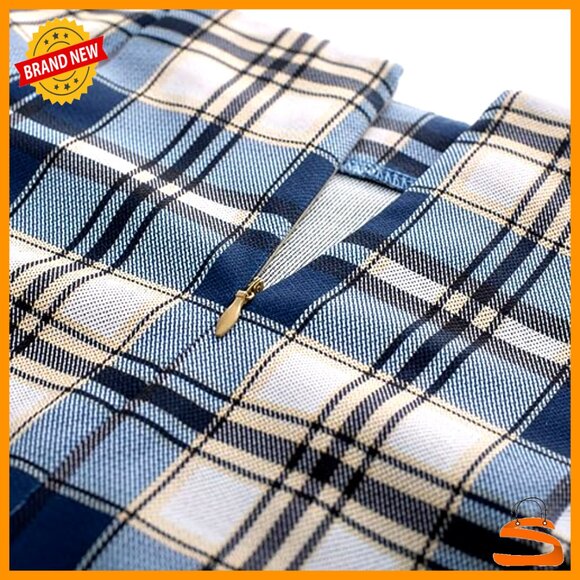 Knee Length Stretchy Bodycon Pencil Skirt Plaid Business Elegant Chic - Picture 4 of 7